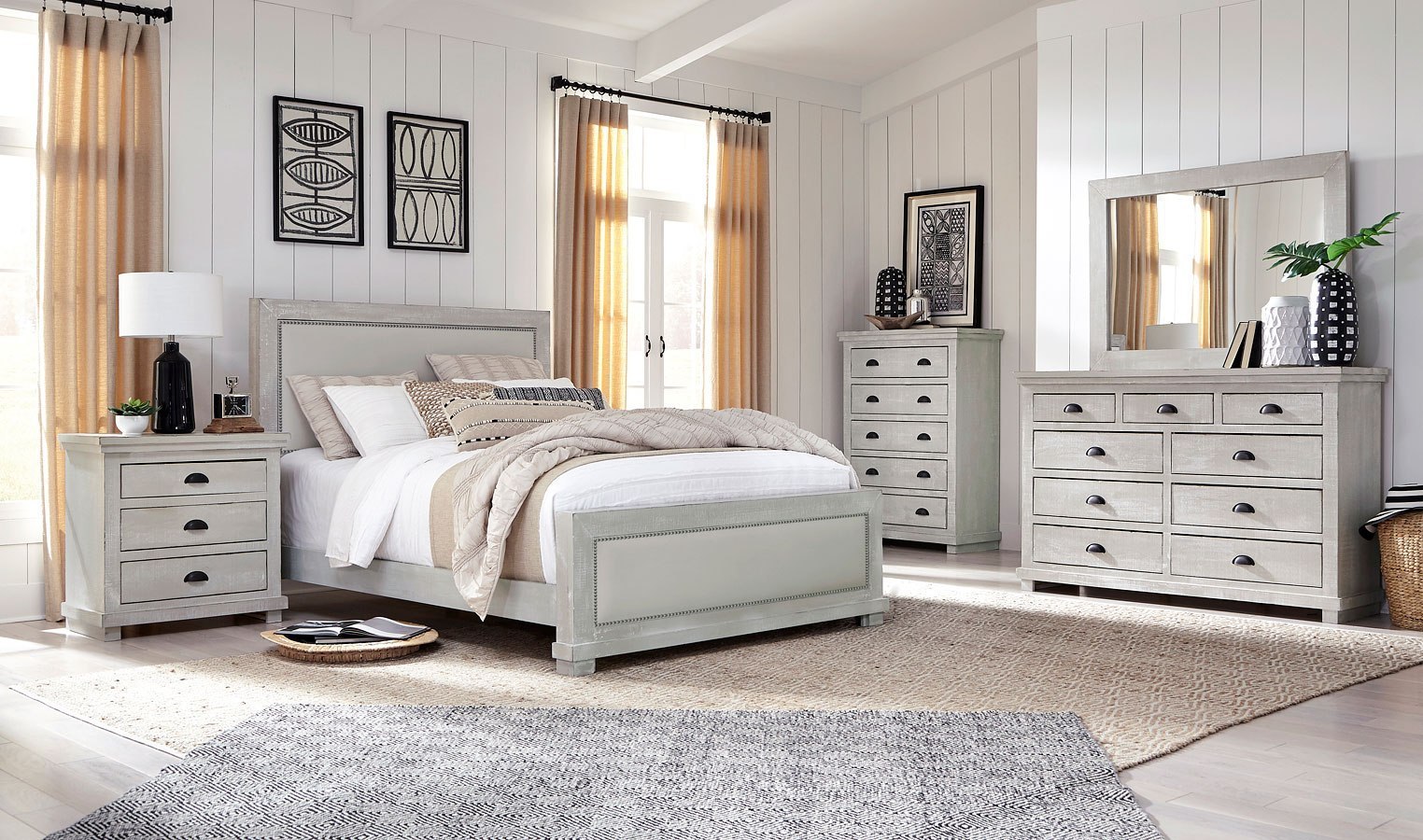 Willow Upholstered Bedroom Set (Gray Chalk) Progressive Furniture, 4 ...