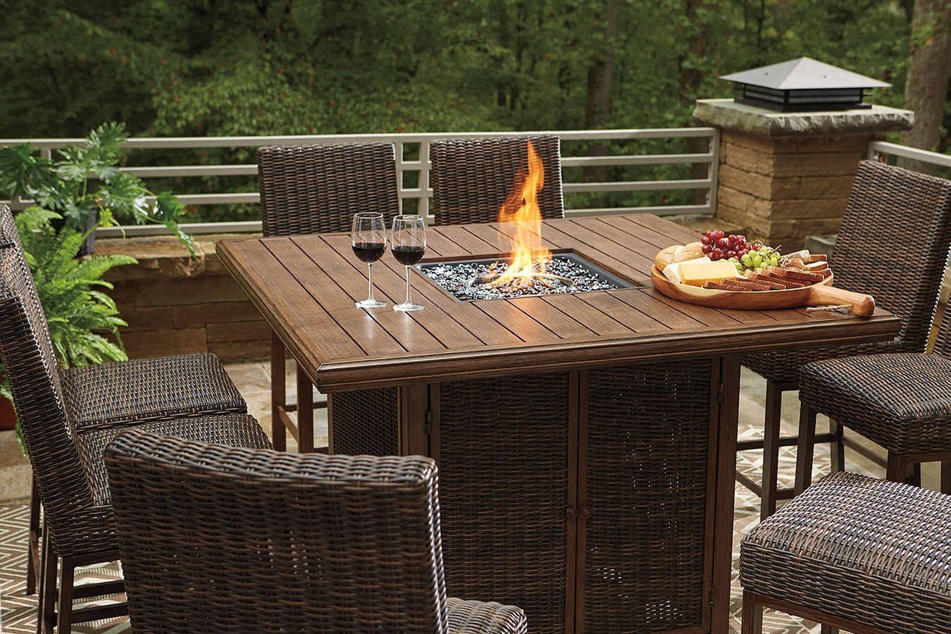 Outdoor table with fire pit and chairs hotsell