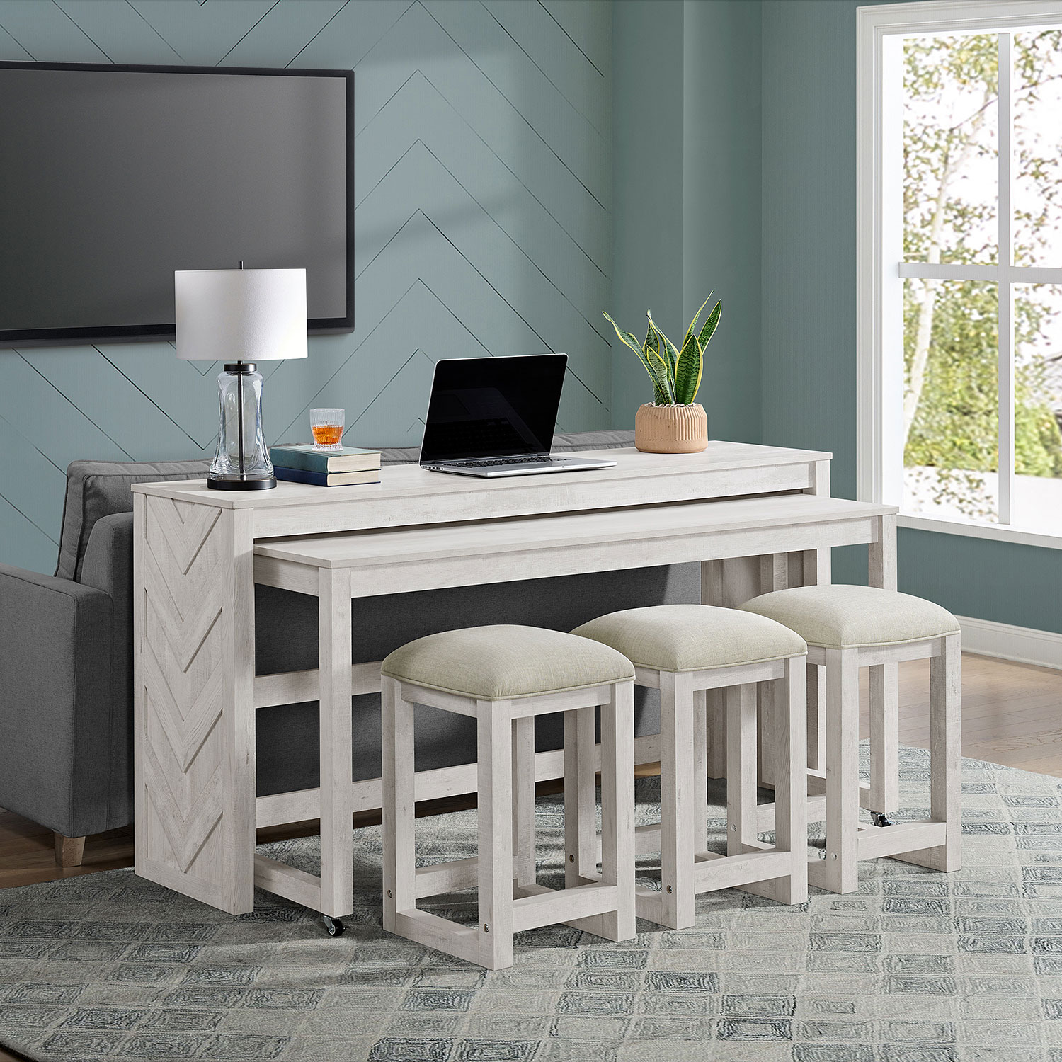 BAR COUNTER TABLE SMBT×NTF Eleanor Nesting Bar Table Set W/ Three Stools Elements