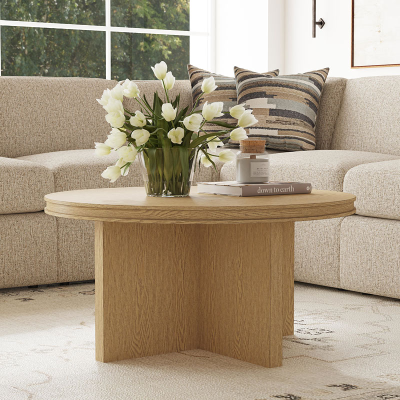 Waterfall Round Coffee Table Light Oak