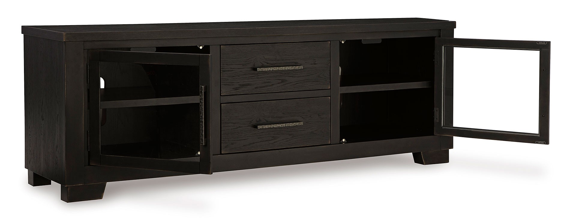 black tv dresser Curio Cabinet Credenza with Glass Door Black (Set of 3) main image 0