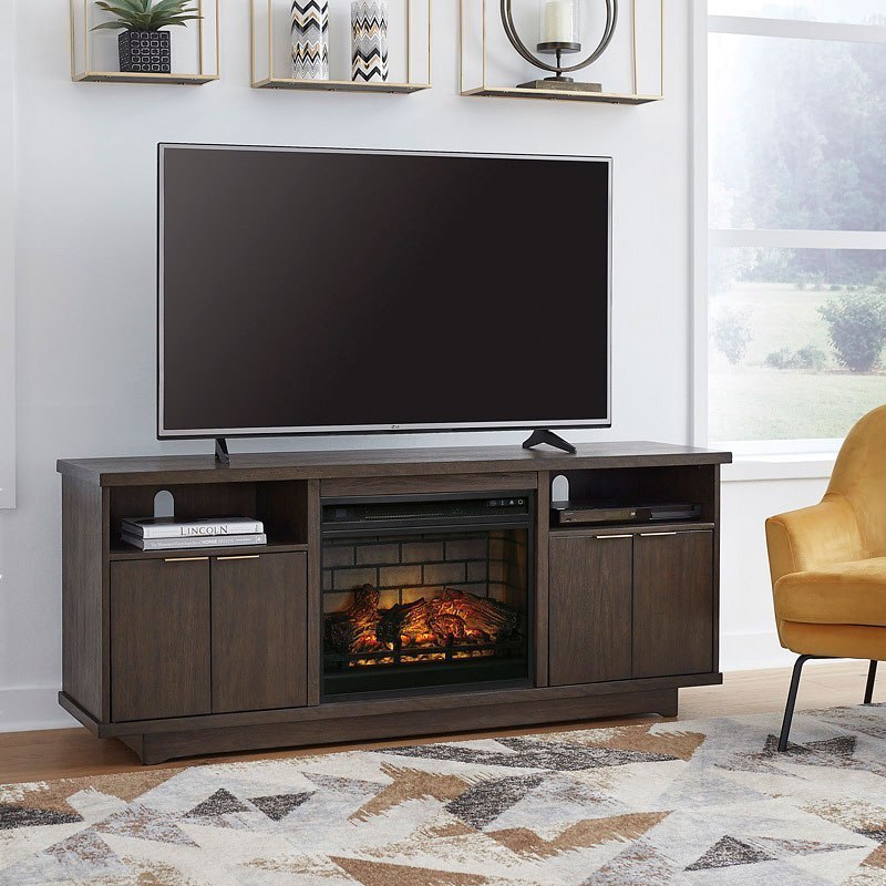 Brazburn Large TV Stand W/ Infrared Fireplace Signature Design | Furniture  Cart