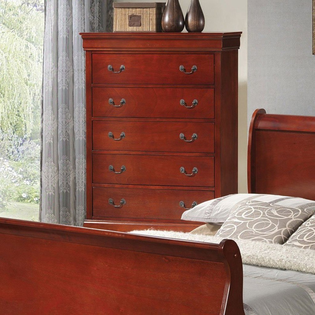 Louis Philippe Sleigh Bedroom Set (Rich Cherry) Coaster Furniture | Furniture Cart