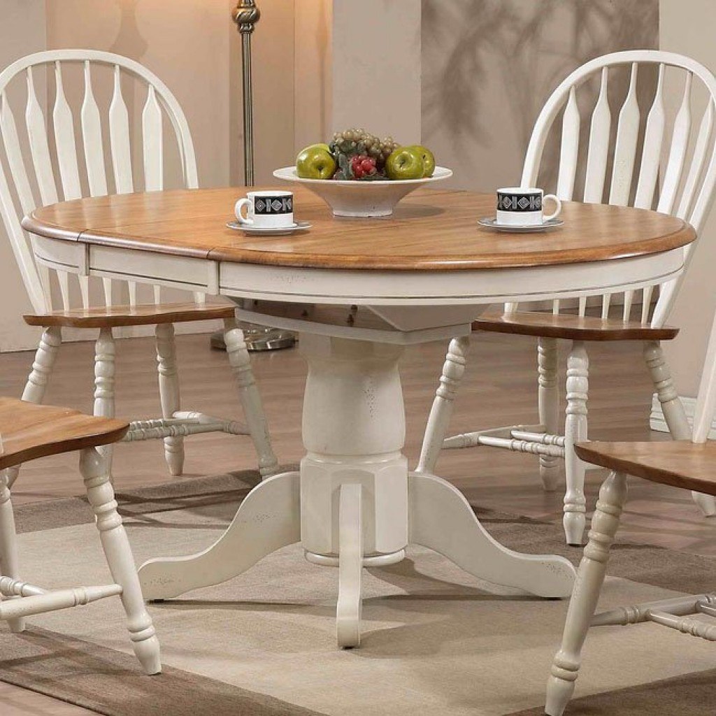 Missouri Round Dining Table (Antique White/ Rustic Oak ...