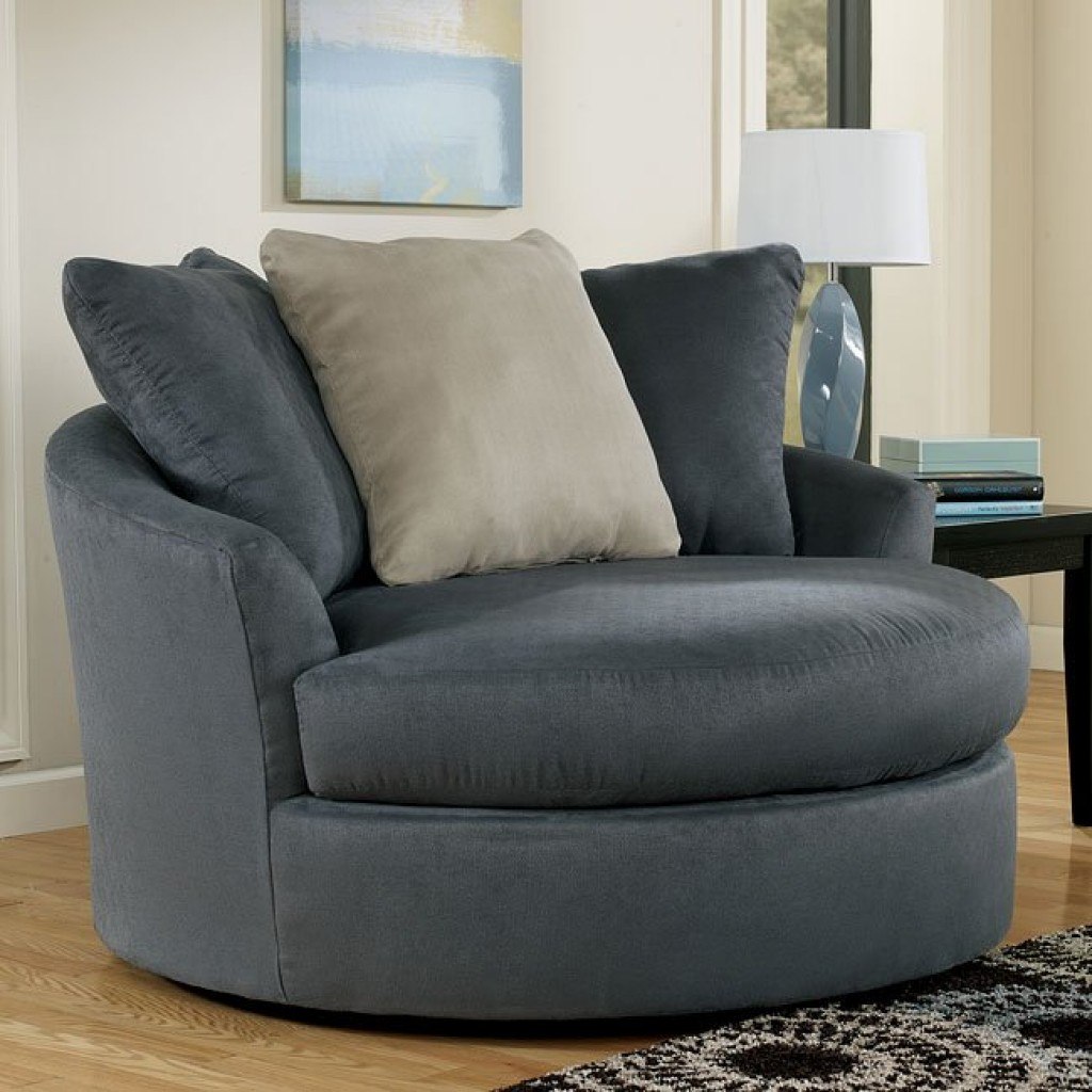 Mindy - Indigo Oversized Round Swivel Chair Signature ...