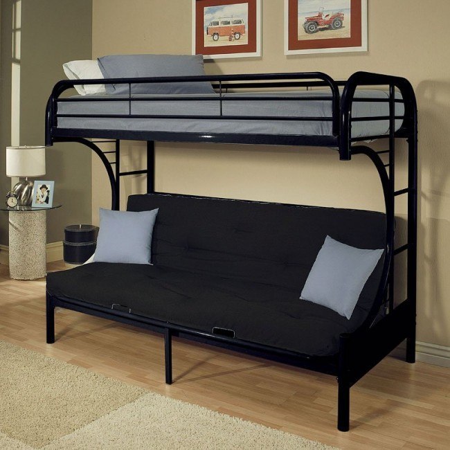 Eclipse Twin XL Over Queen Futon Bunk Bed (Black) Acme Furniture Furniture Cart