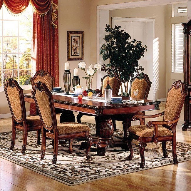 Chateau De Ville Dining Room Set W Fabric Chairs Acme Furniture