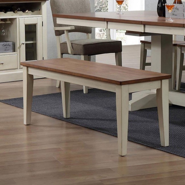 Choices Antique White Backless Bench
