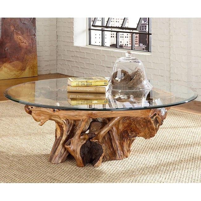Tree trunk glass table sale