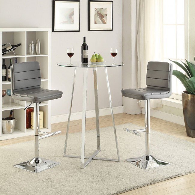 Chrome bar table and hot sale stools