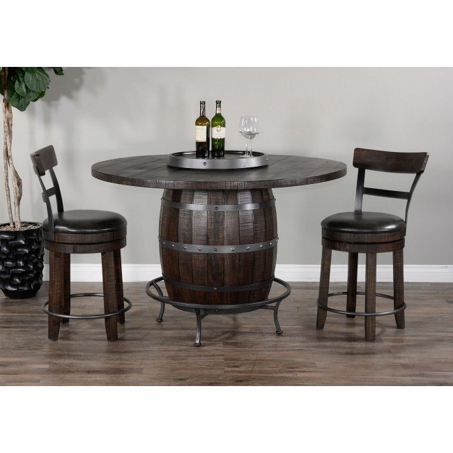 Homestead Round Wine Barrel Base Pub Table Set Sunny Designs