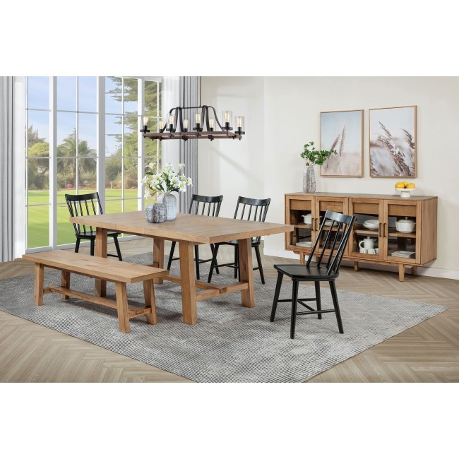 Middleton Dining Room Set w/ Black Chairs and Bench