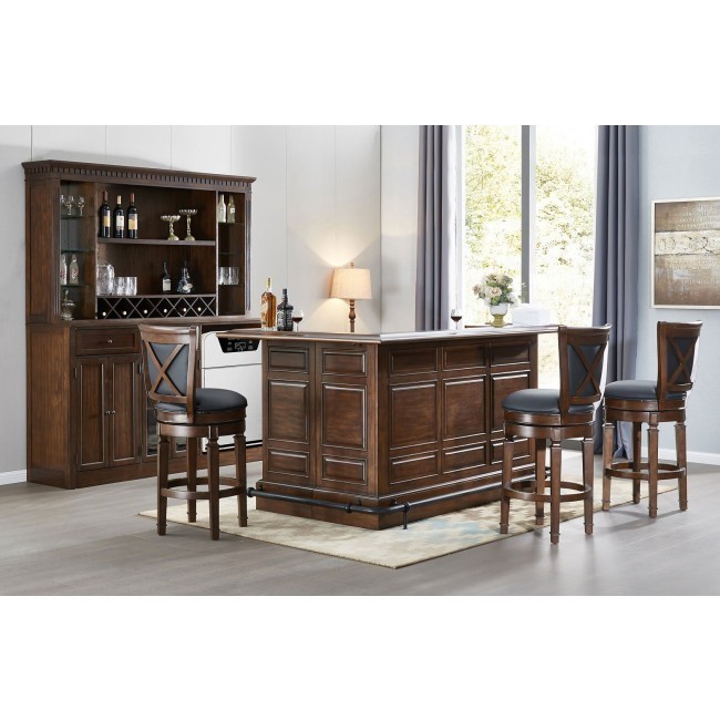 Manchester Raised Panel Return Bar Set Distressed Walnut ECI