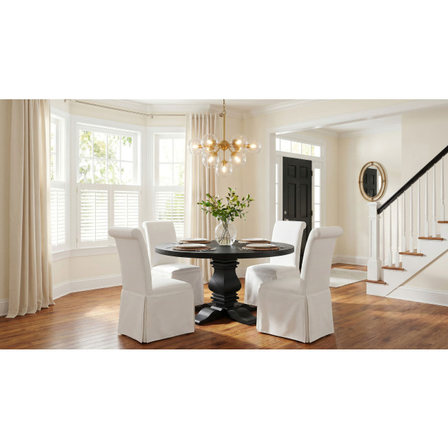 Florence Round Dining Room Set w/ Shawna White Chairs