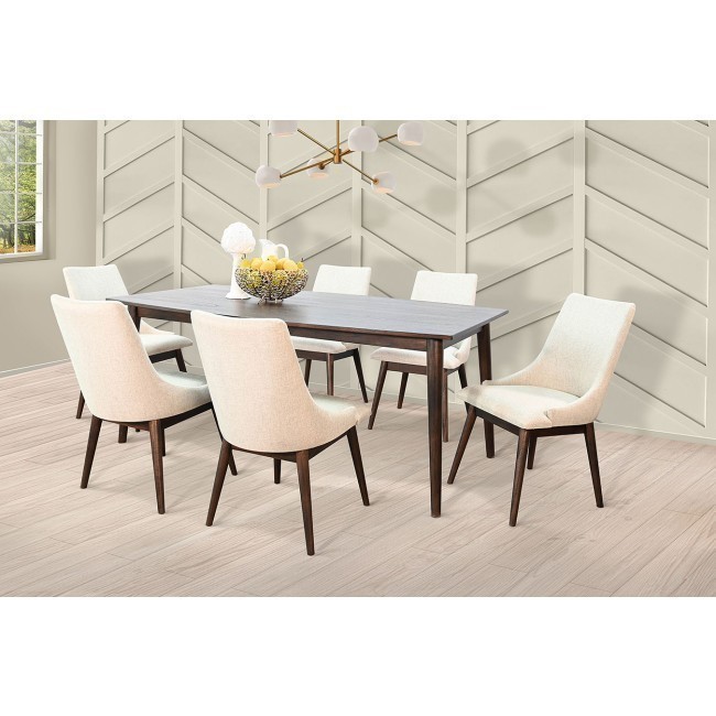American Modern Dining Room Set w/ Upholstered Chairs (Walnut)