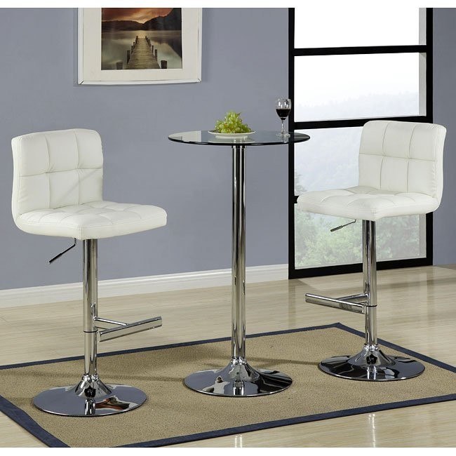 Glass Top Bar Table Set With Cream Stools Coaster Furniture Furniture Cart