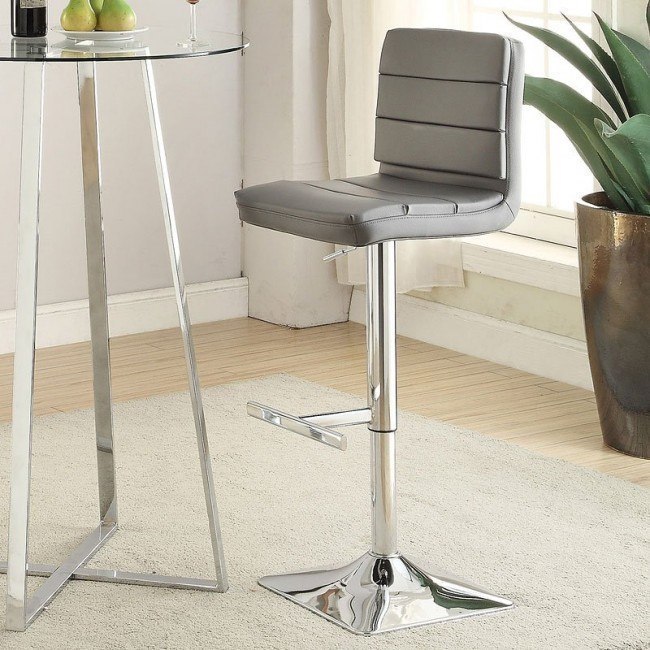 Grey and chrome bar outlet stools