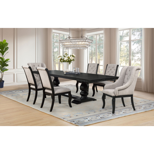 Phelps Distressed Noir and Tan Dining Room Set