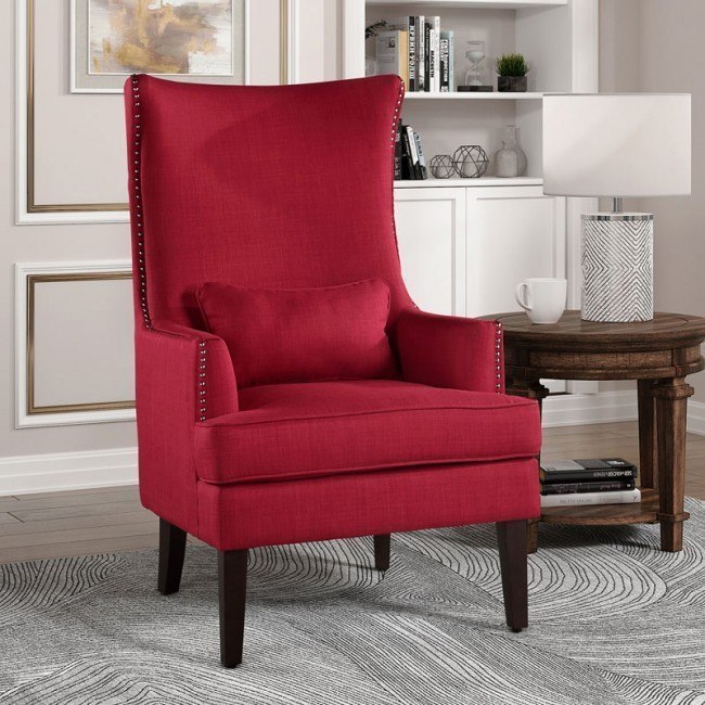 Red pattern hotsell accent chair
