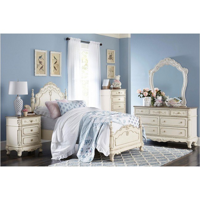 Cinderella Youth Panel Bedroom Set Antique White
