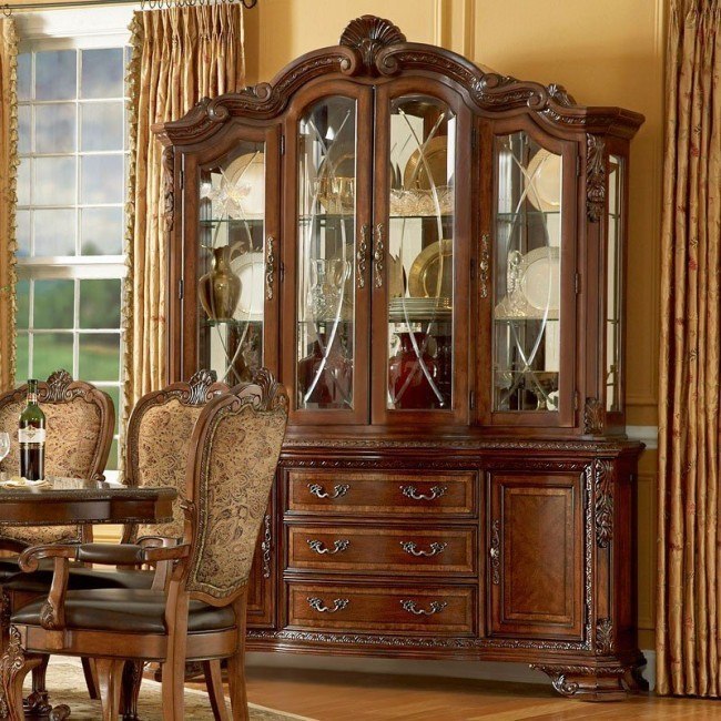 Old World China Cabinet Art Furniture Cart