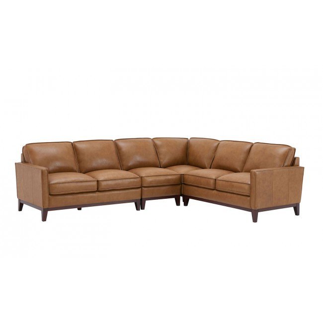 Camel leather reclining sectional outlet