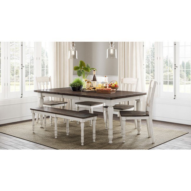 Madison county vintage white extendable store counter height dining room set