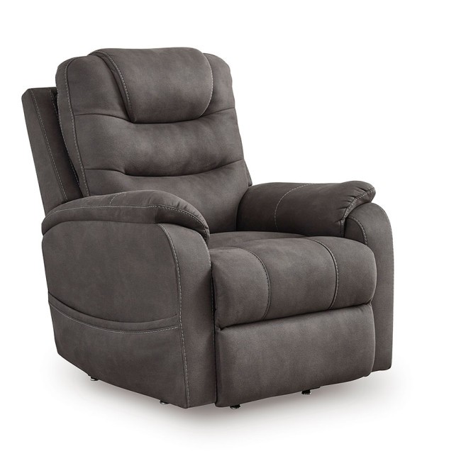 Snowfield Gunmetal Power Lift Recliner Signature Design
