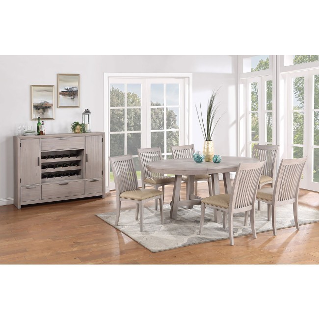 Sand Barrens Round Dining Room Set w/ Slat Back Chairs