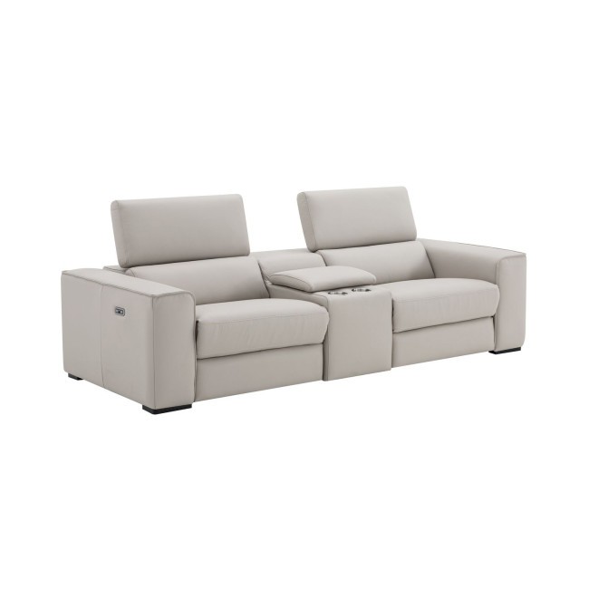 Picasso Power Reclining Loveseat w/ Console in Silver Grey