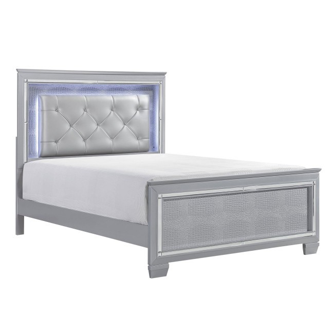 Allura Panel Bed w/ Lighting (Silver)