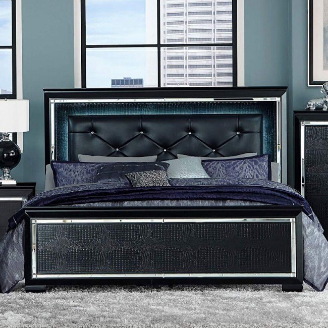 Allura black upholstered panel bedroom set hotsell