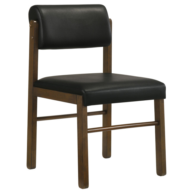 Kehoe Walnut and Black Faux Leather Side Chair (Set of 2)