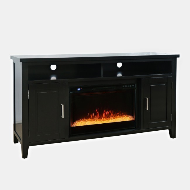 Urban Icon Fireplace w/ Crystal Display in Black