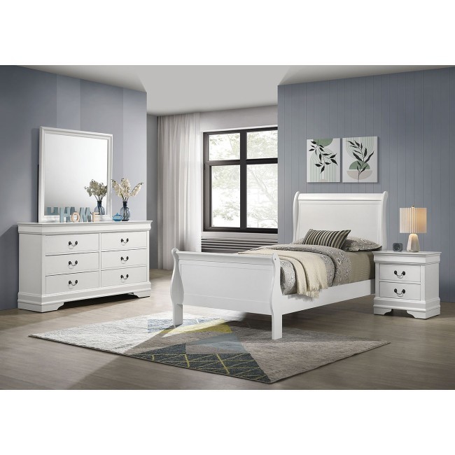 Louis Philippe Youth Sleigh Bedroom Set (White)