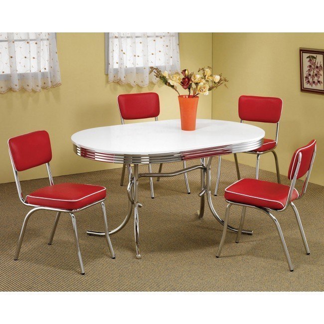 Red chairs online dining