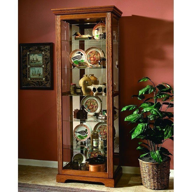 Golden Oak III Two Way Sldg Door Curio
