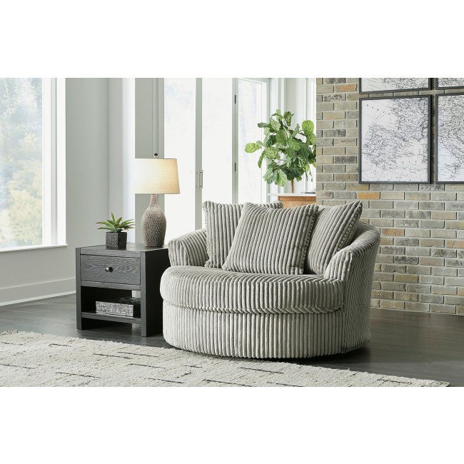 Lindyn Fog Oversized Swivel Accent Chair