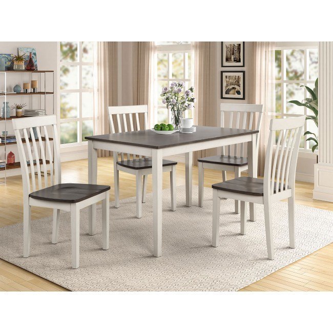 Brody 5 Piece Dining Room Set White Grey Crown Mark Furniture