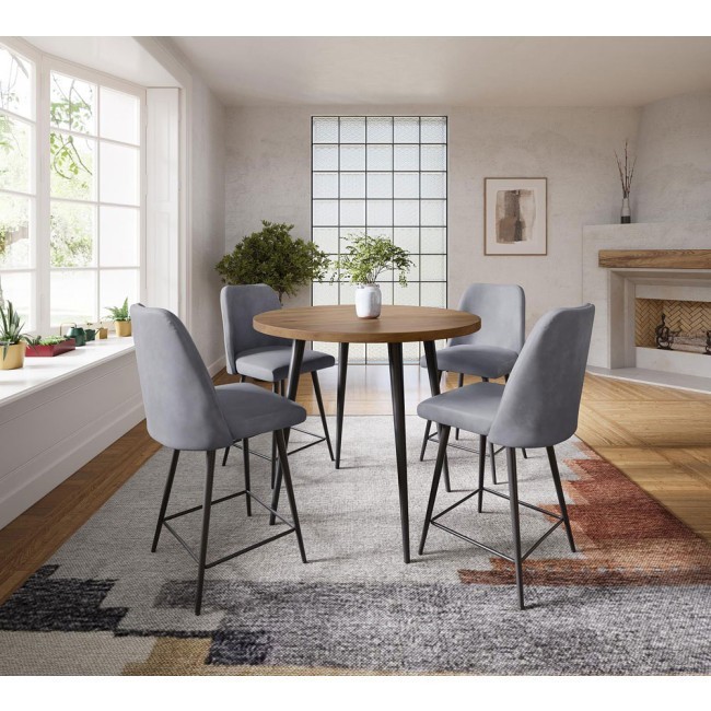 Prelude Counter Height Dining Set w/ Grey Chairs (Suede)