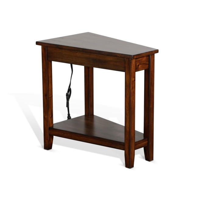 Santa Fe Dark Chocolate Chair Side Table w/ Power Strip