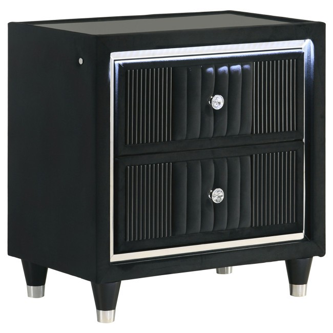 Ravenne Velvet Upholstered LED Nightstand w/ USB