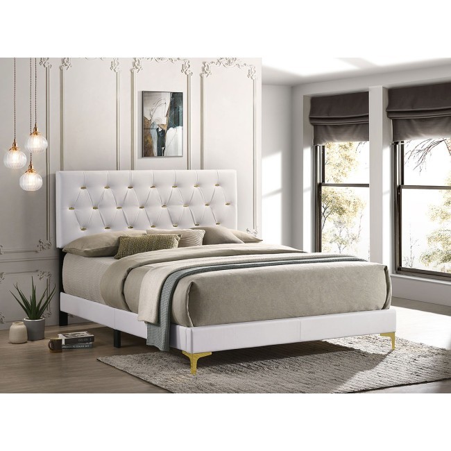 Kendall White Upholstered Bed
