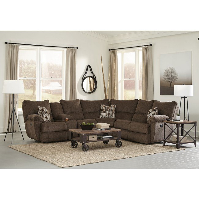 Elliott Lay Flat Reclining Sectional Chocolate Catnapper