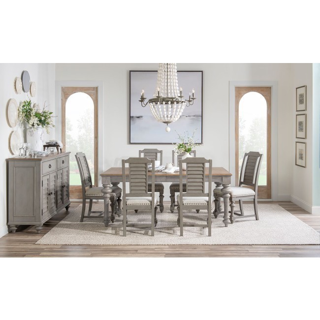 Kingston Dining Room Set W/ Louvered Chairs (Tweed Gray) Legacy Classic ...