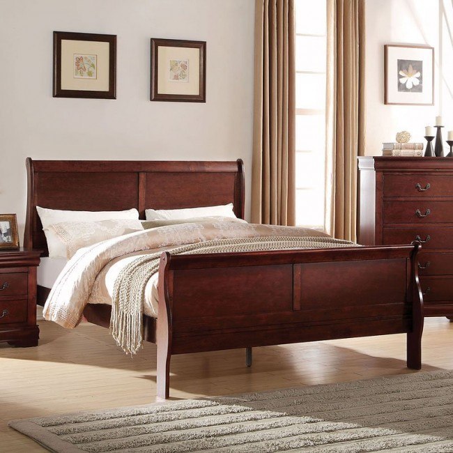 Louis Philippe Sleigh Bed (Cherry) Acme Furniture