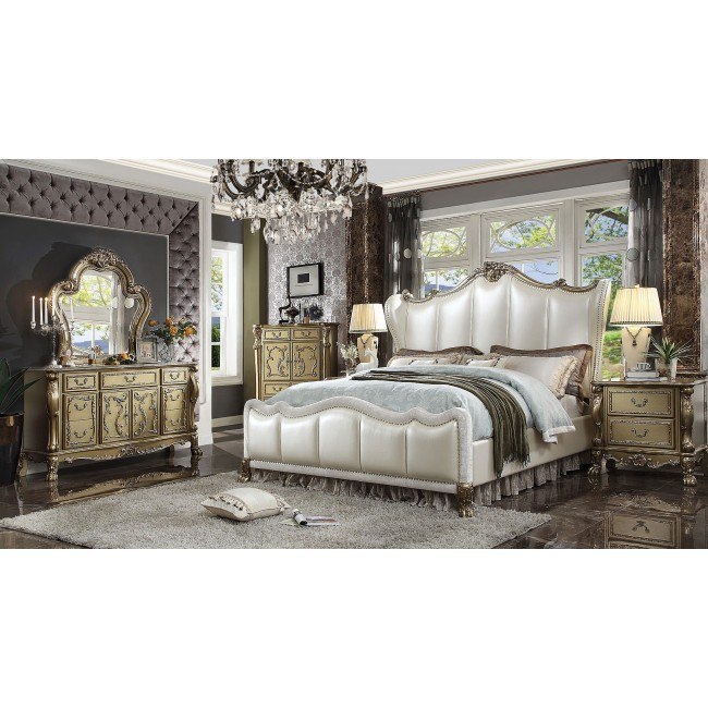 Dresden II Upholstered Bedroom Set (Pearl White)