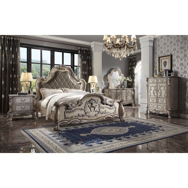 アウトレット福袋 Dresden Panel Bedroom Set (Vintage Bone White) Acme アンティーク雑貨