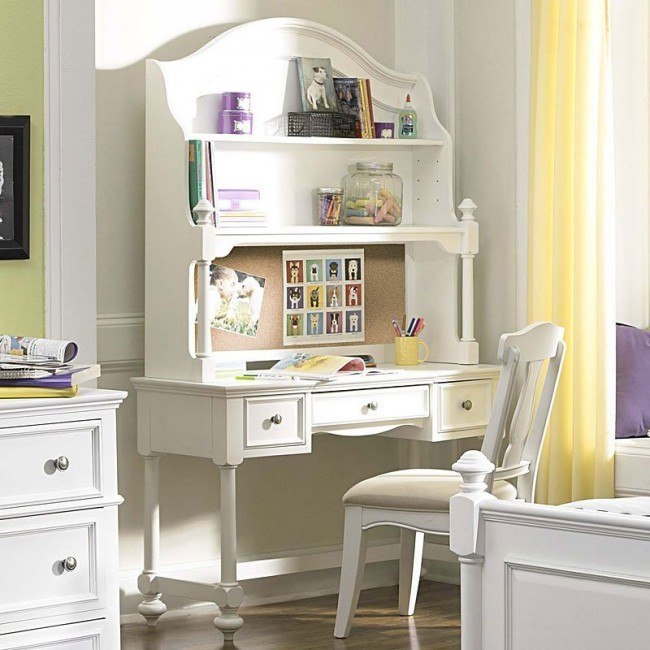 Kids white top desk with drawers