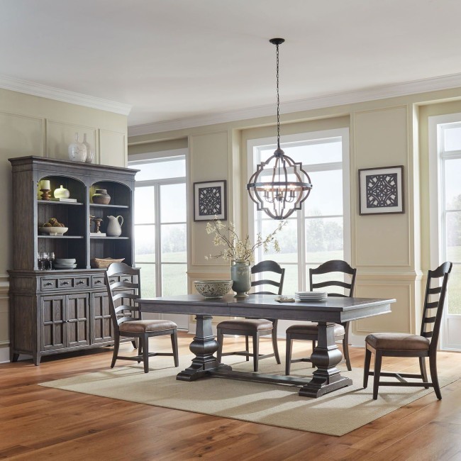 Paradise Valley Trestle Dining Set w/ Ladder Back Chairs